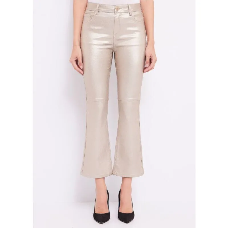 Pantaloni flare laminati