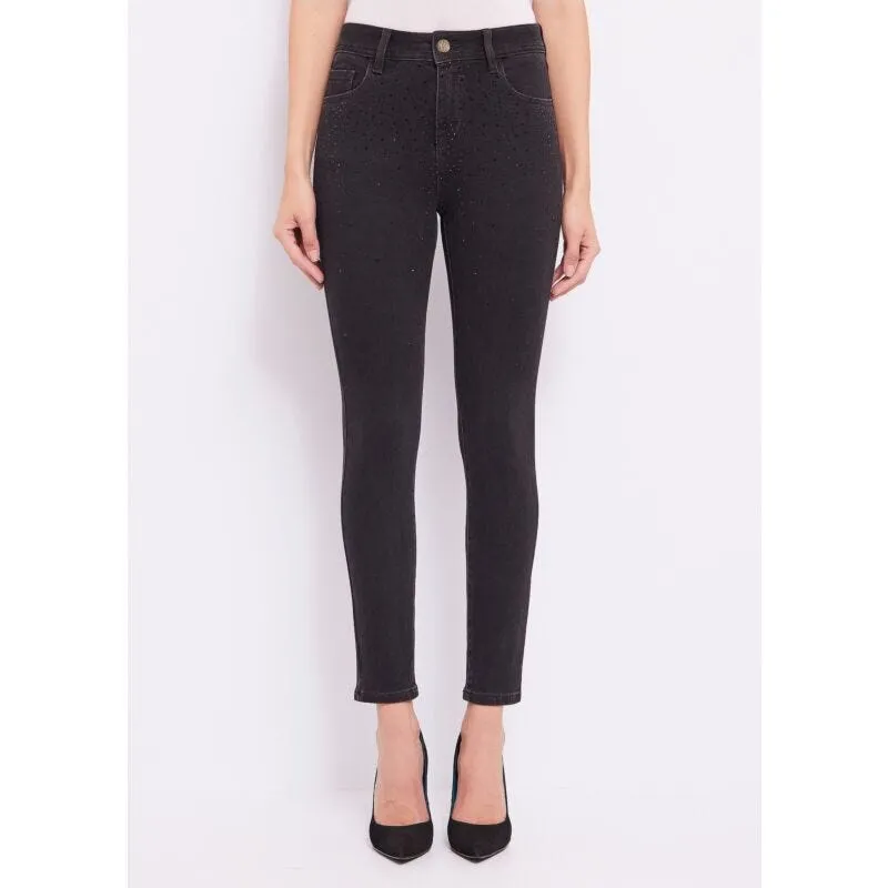 Jeans skinny in cotone con strass