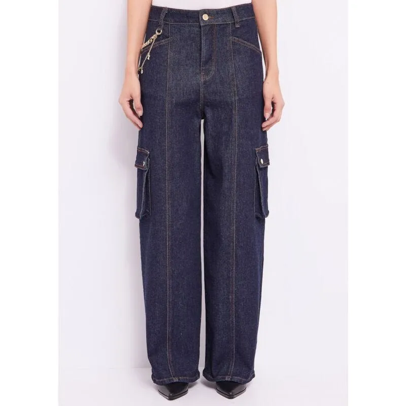 Jeans cargo in cotone con catena
