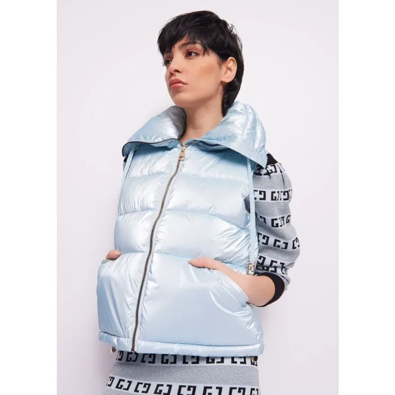 Gilet imbottito in nylon azzurro