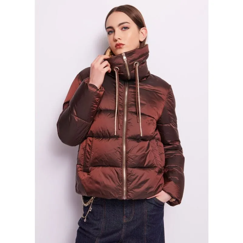 Piumino in nylon marrone