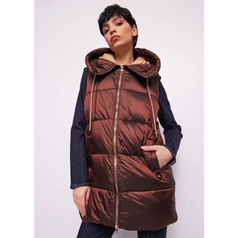 Gilet imbottito in nylon marrone
