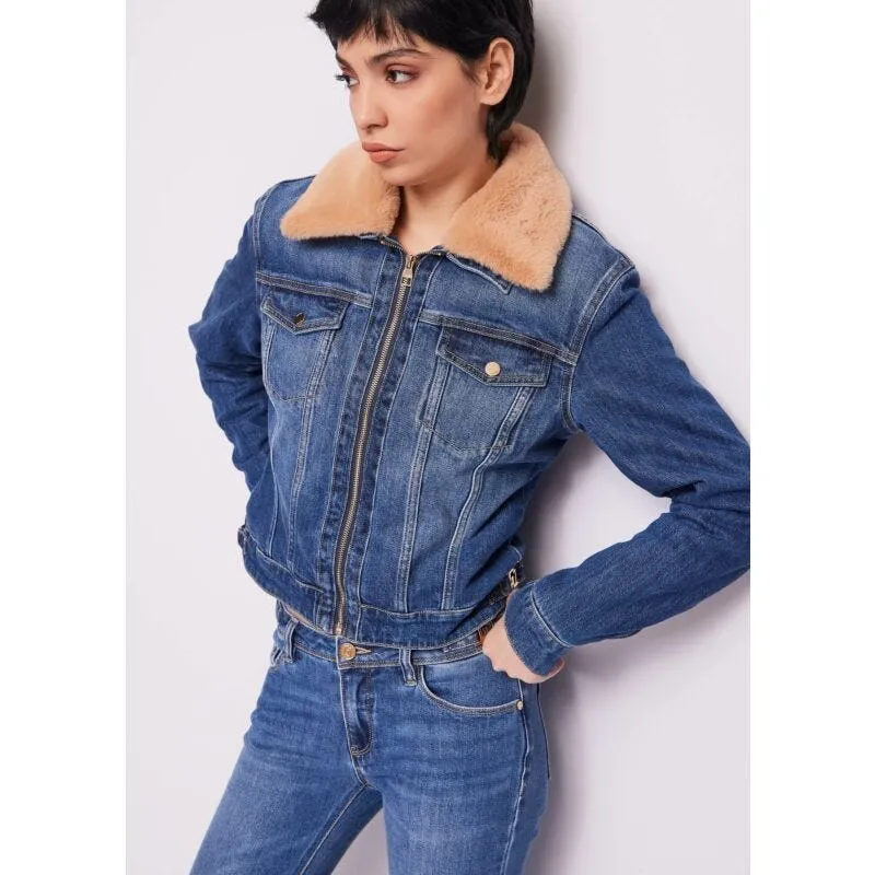 Giacca in denim di cotone con zip
