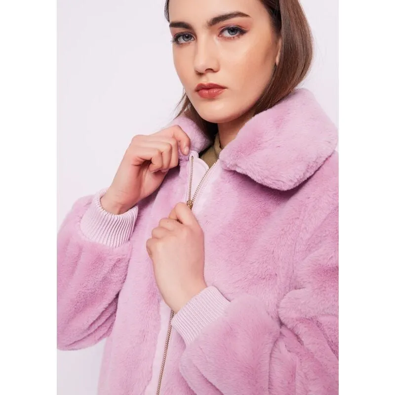 Giacca in pelliccia sintetica rosa
