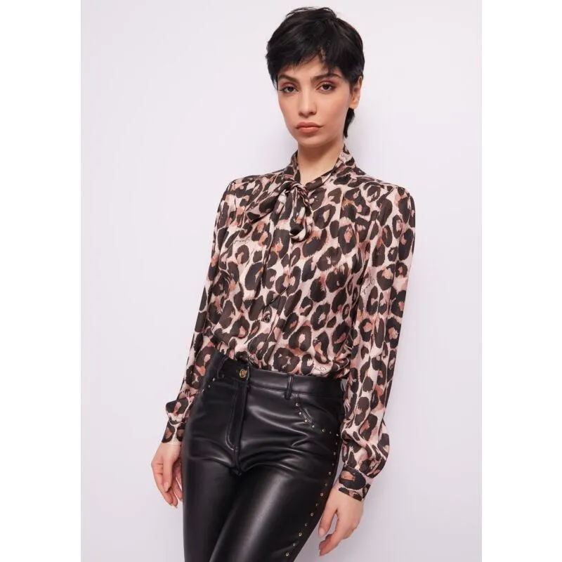 Camicia animalier in raso