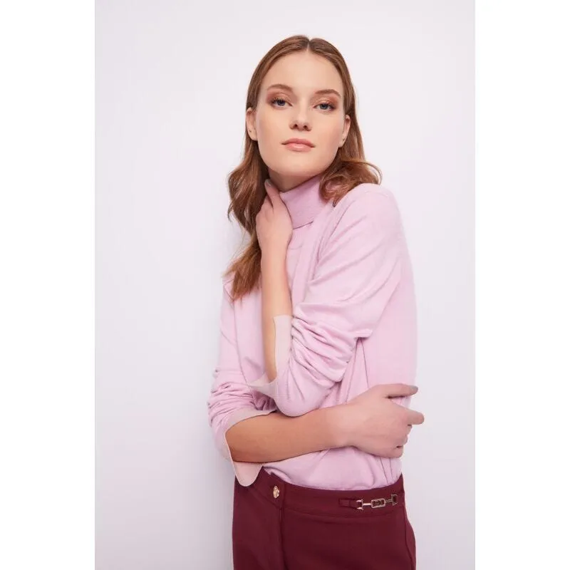 Maglia dolcevita in filato rosa