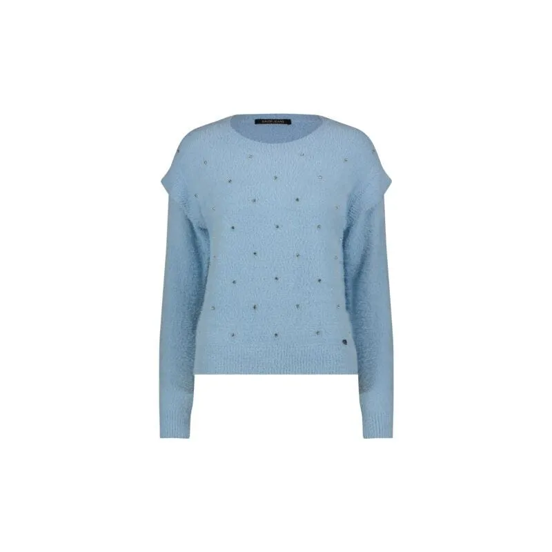 Maglia azzurra con strass
