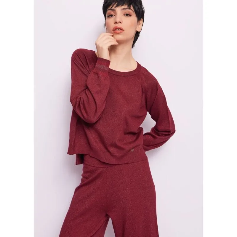 Maglia girocollo lurex bordeaux