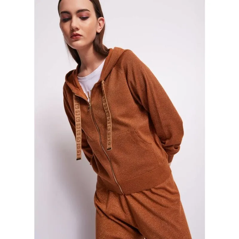 Felpa in maglia con cappuccio