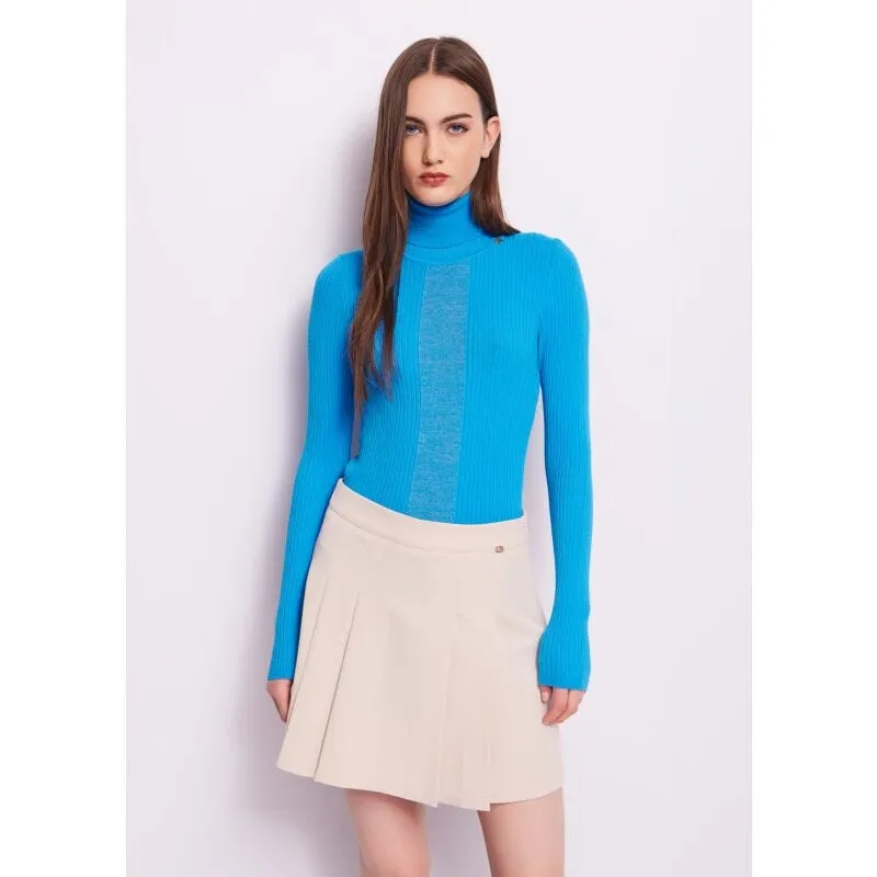 Maglia dolcevita a costine blu