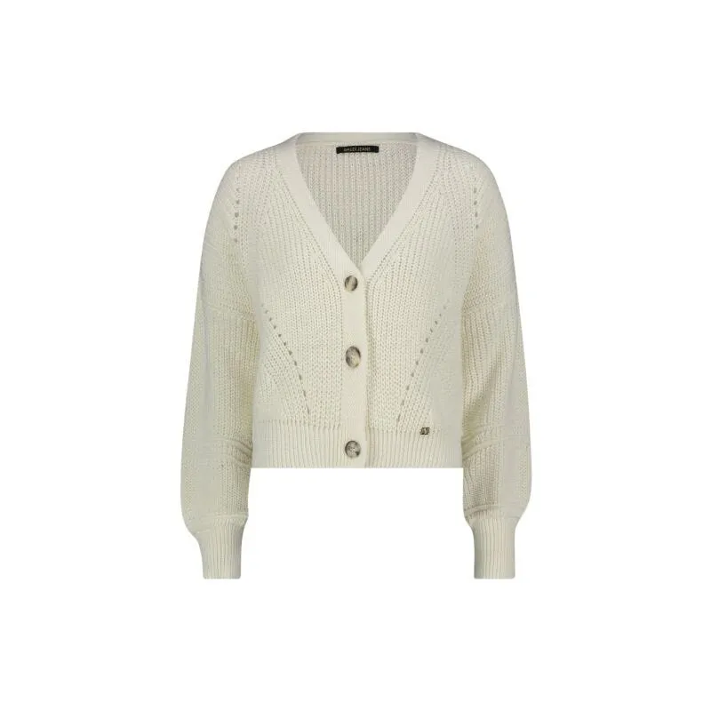 Cardigan bianco in lana e alpaca