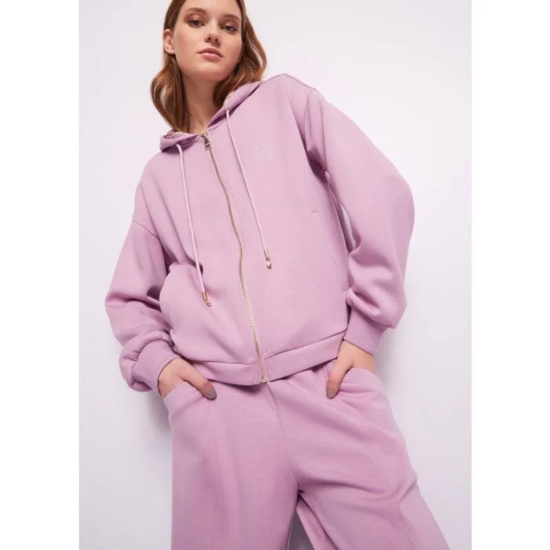 Felpa in scuba con cappuccio e zip