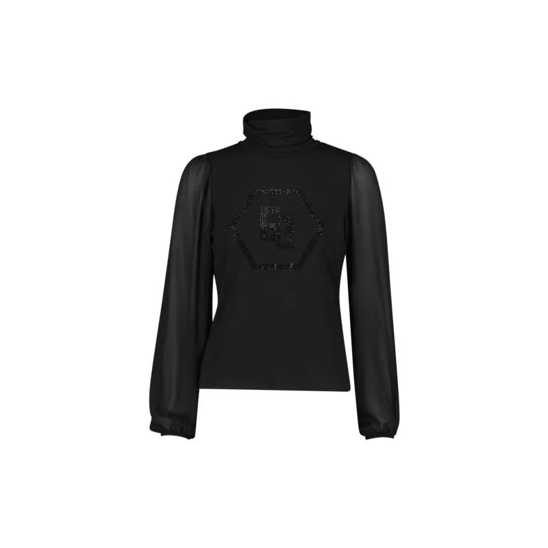 T-shirt nera in jersey con logo