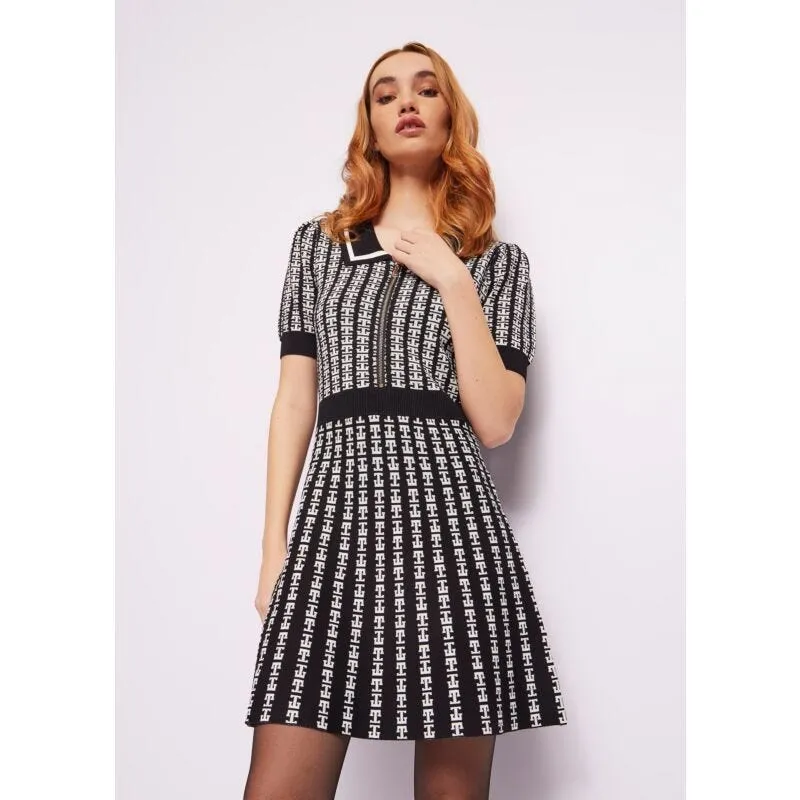 Abito jacquard in maglia con zip