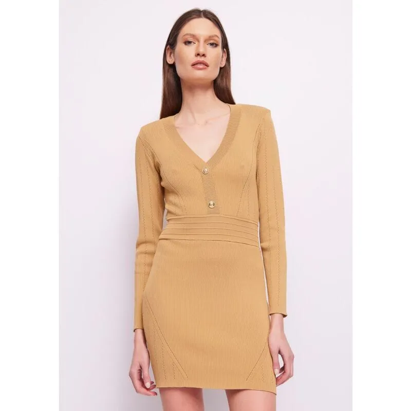 Mini abito marrone in maglia