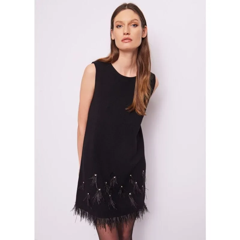 Abito in misto lana con frange