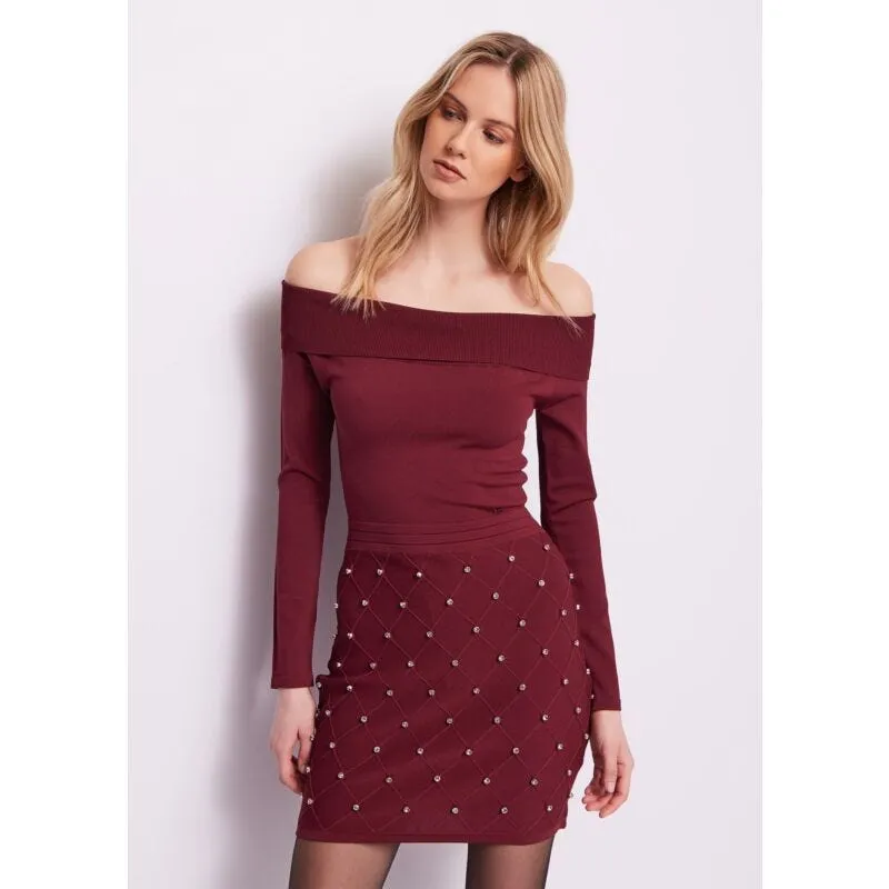 Mini abito bordeaux in maglia