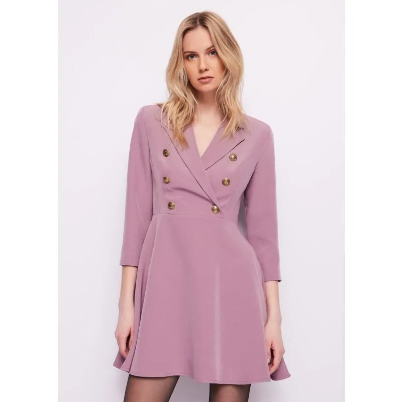 Mini abito viola con bottoni