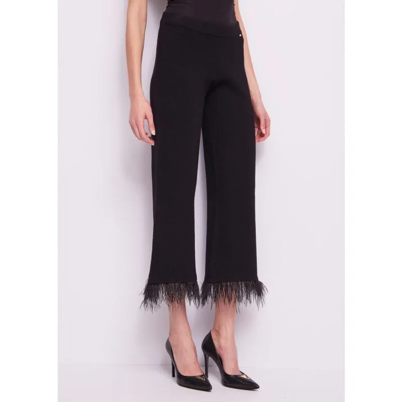 Pantaloni in misto lana con frange