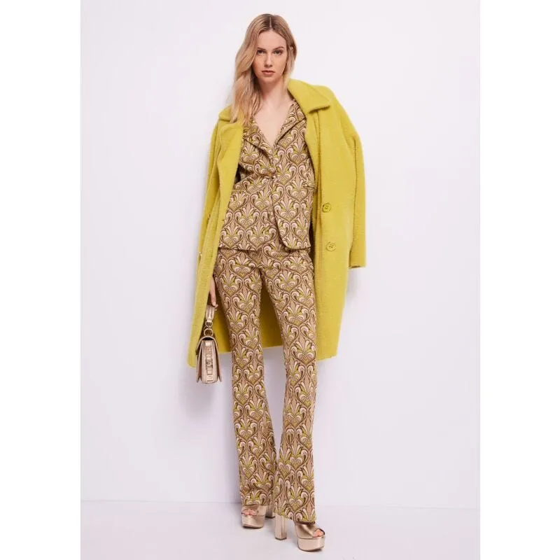 Pantaloni jacquard in jersey lurex