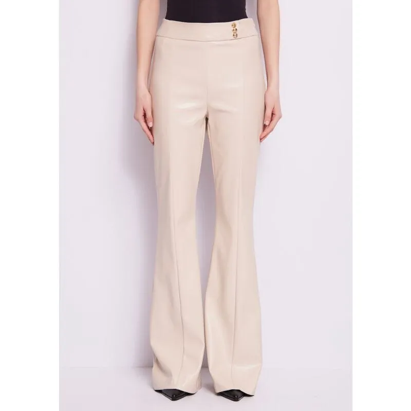 Pantaloni in similpelle beige