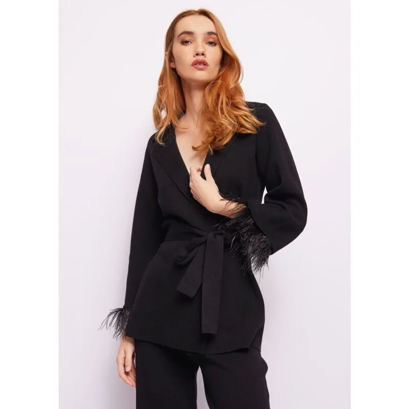 Giacca in misto lana con frange