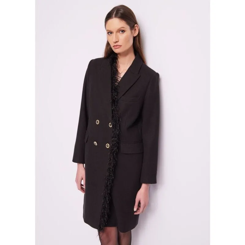 Cappotto in misto lana con frange