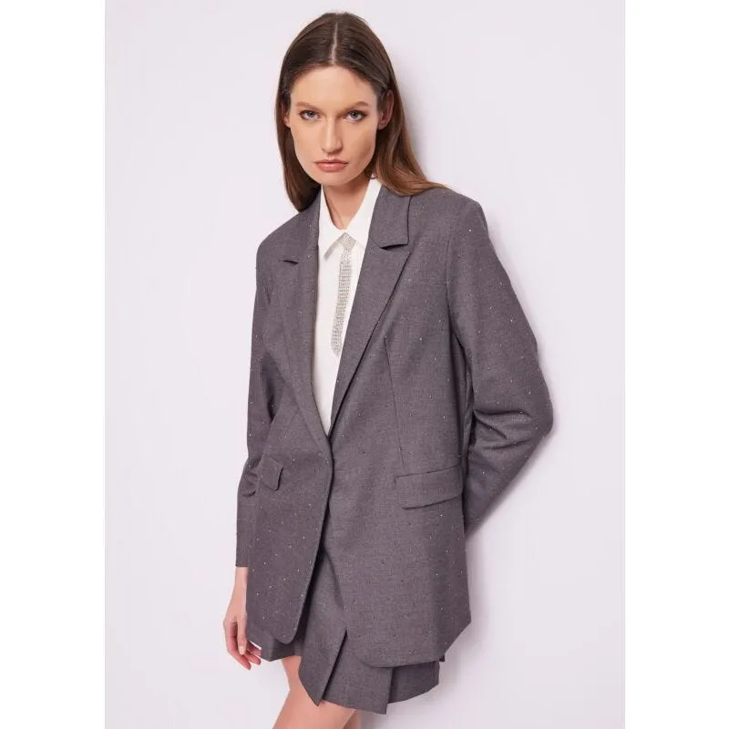 Cappotto grigio con strass