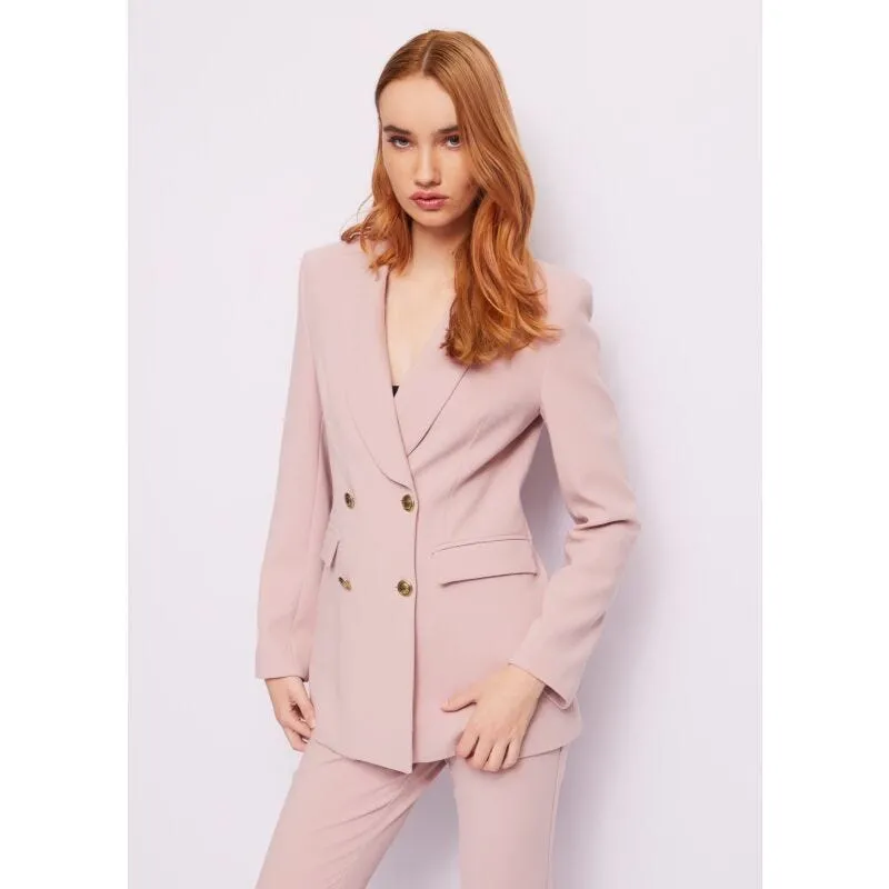 Blazer rosa doppiopetto in crêpe