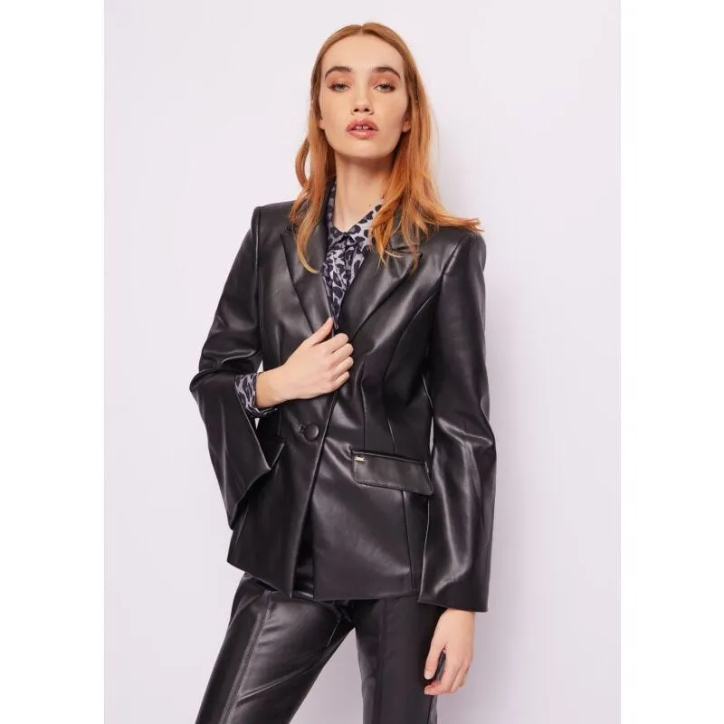 Blazer nero in similpelle