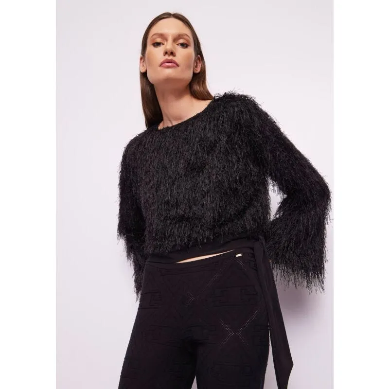 Blusa in tessuto effetto piuma