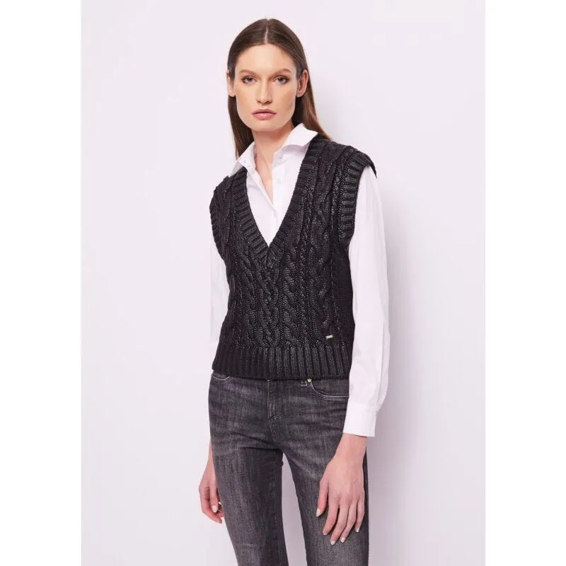Gilet nero in maglia di cotone