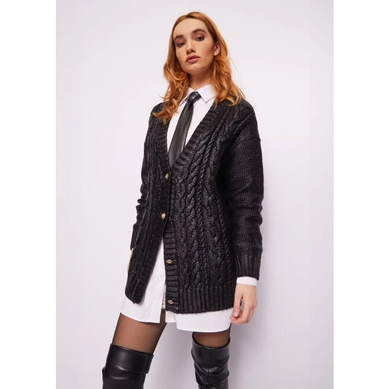 Cardigan nero in maglia di cotone