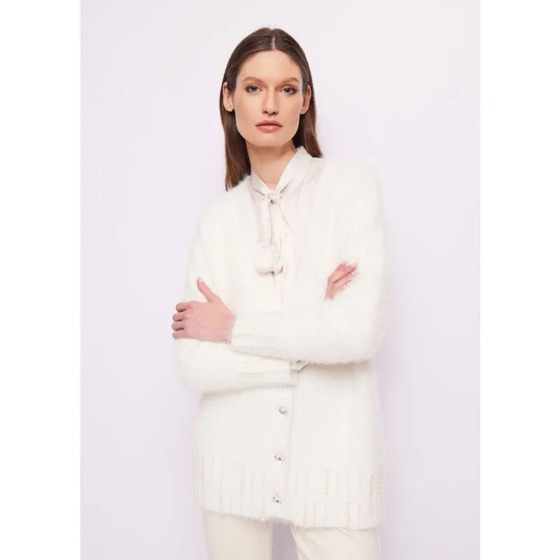 Cardigan bianco in maglia