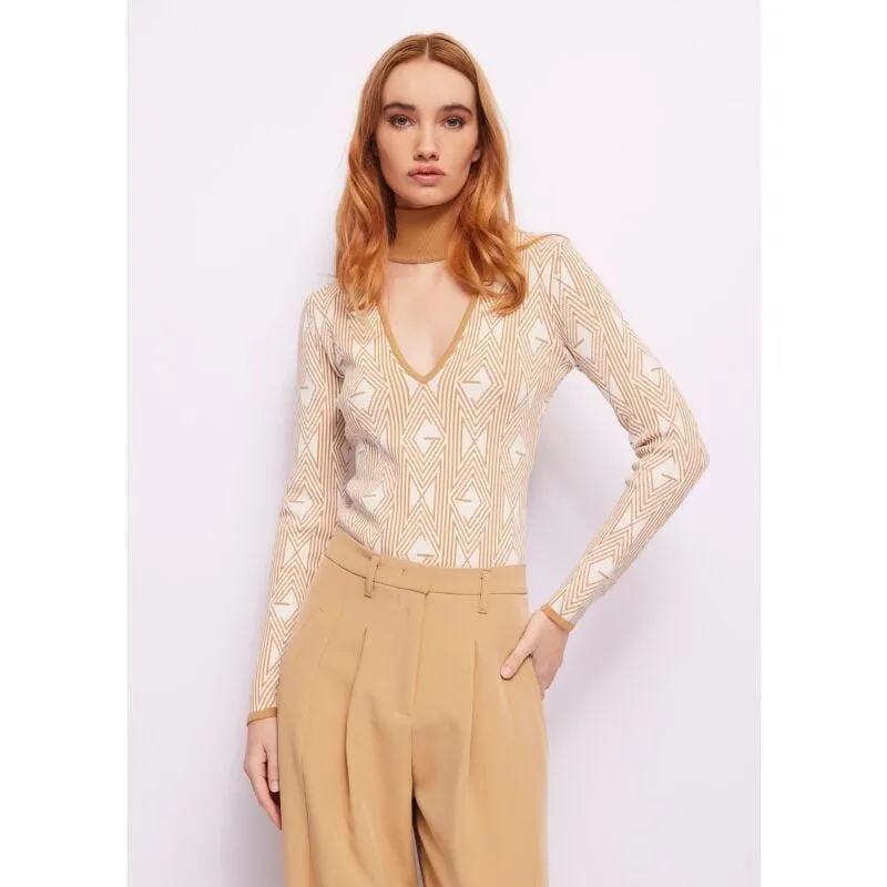 Maglia dolcevita gialla jacquard