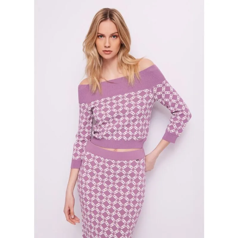 Maglia rosa jacquard