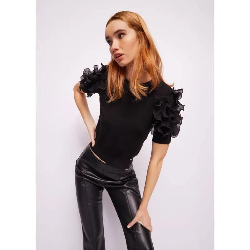 Maglia girocollo con rouches