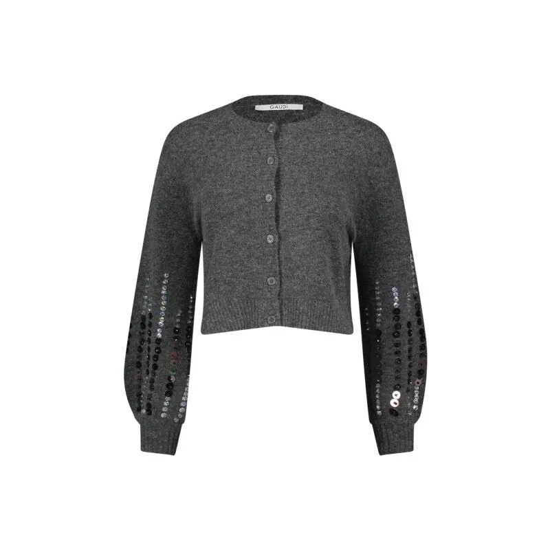 Cardigan in misto lana con strass