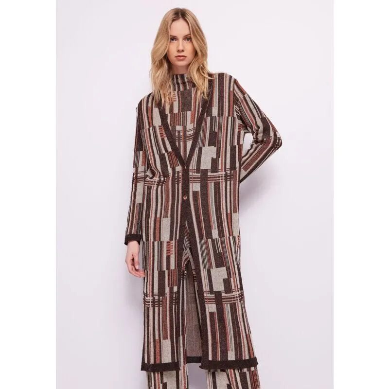 Cardigan lungo lurex jacquard