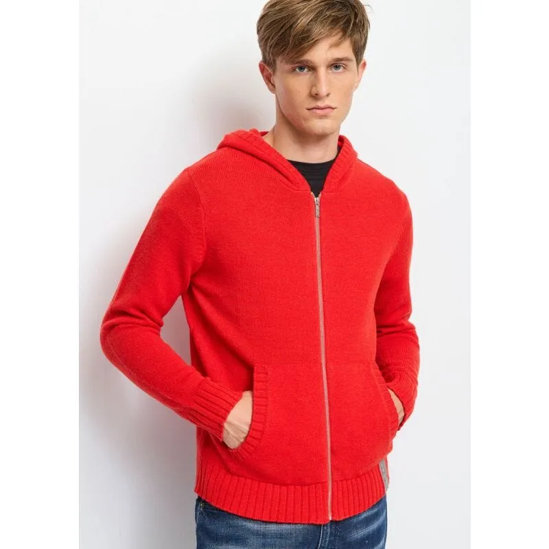 Felpa rossa in maglia di lana