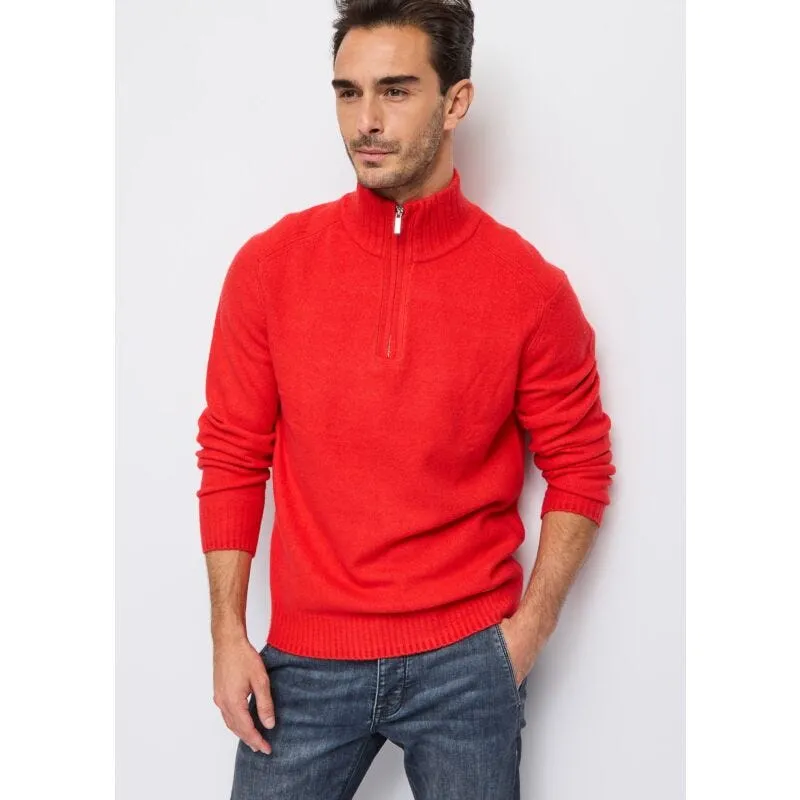 Maglia rossa in misto lana con zip