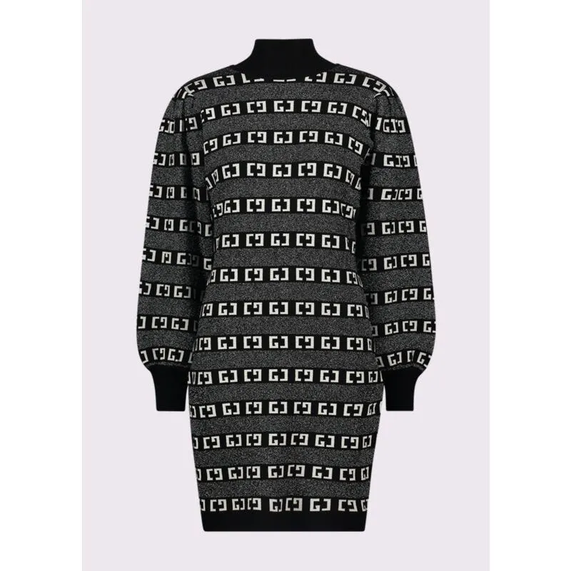 Abito grigio con logo jacquard