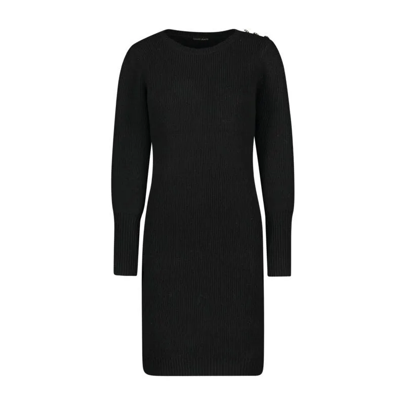 Abito nero in maglia a costine