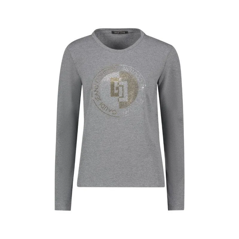 T-shirt grigia in cotone con logo
