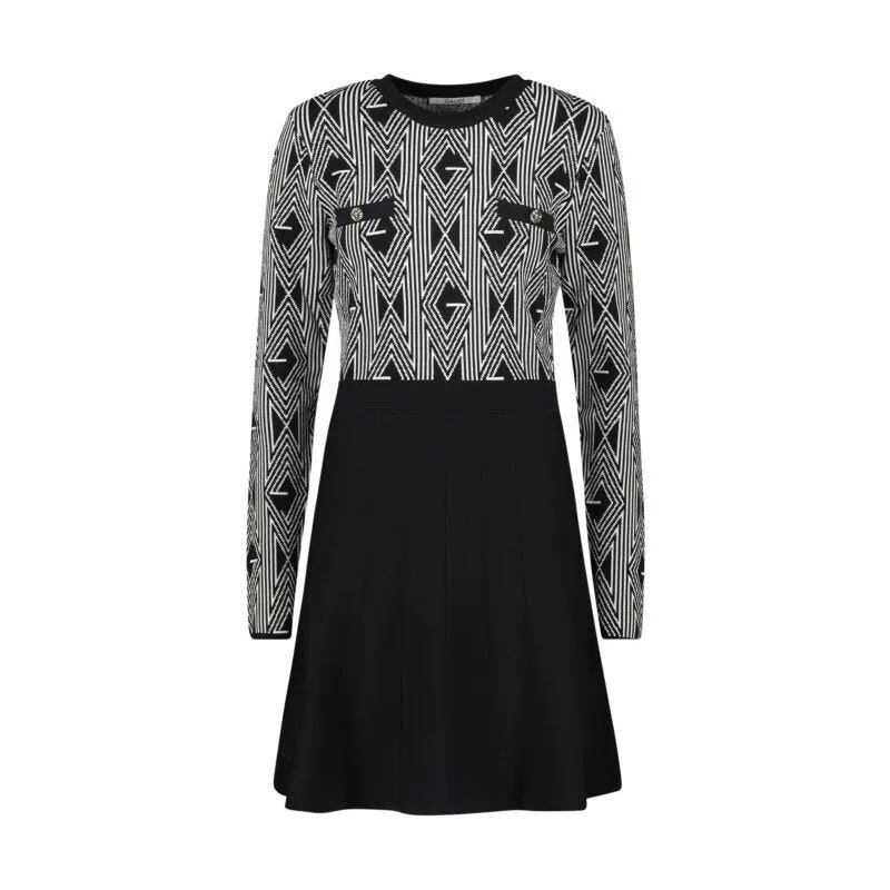 Vestito nero in maglia jacquard