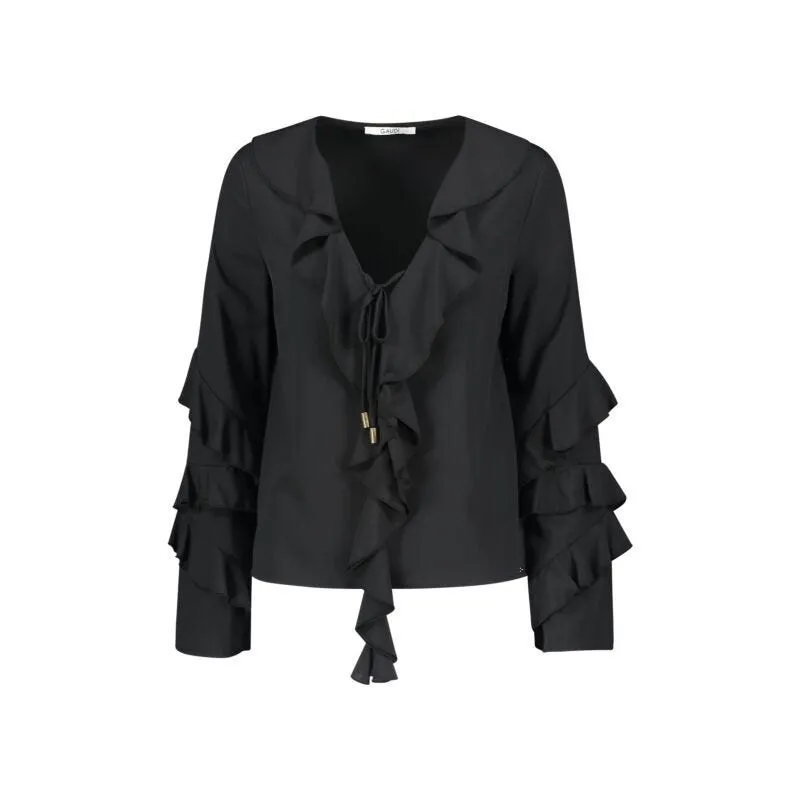 Blusa nera in crêpe de Chine