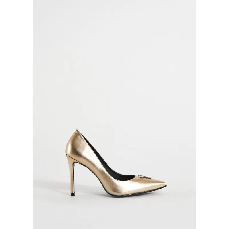 Décolleté in pelle laminata