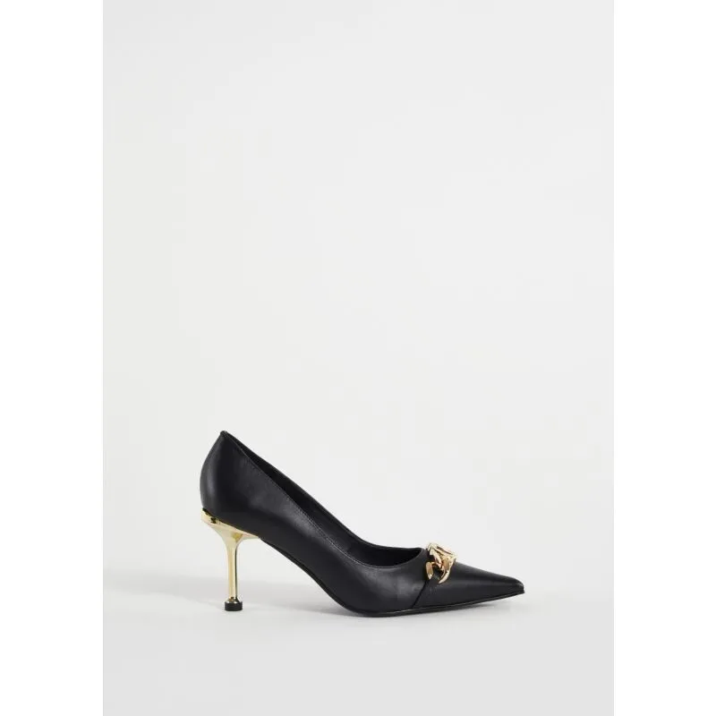 Décolleté in pelle con catena