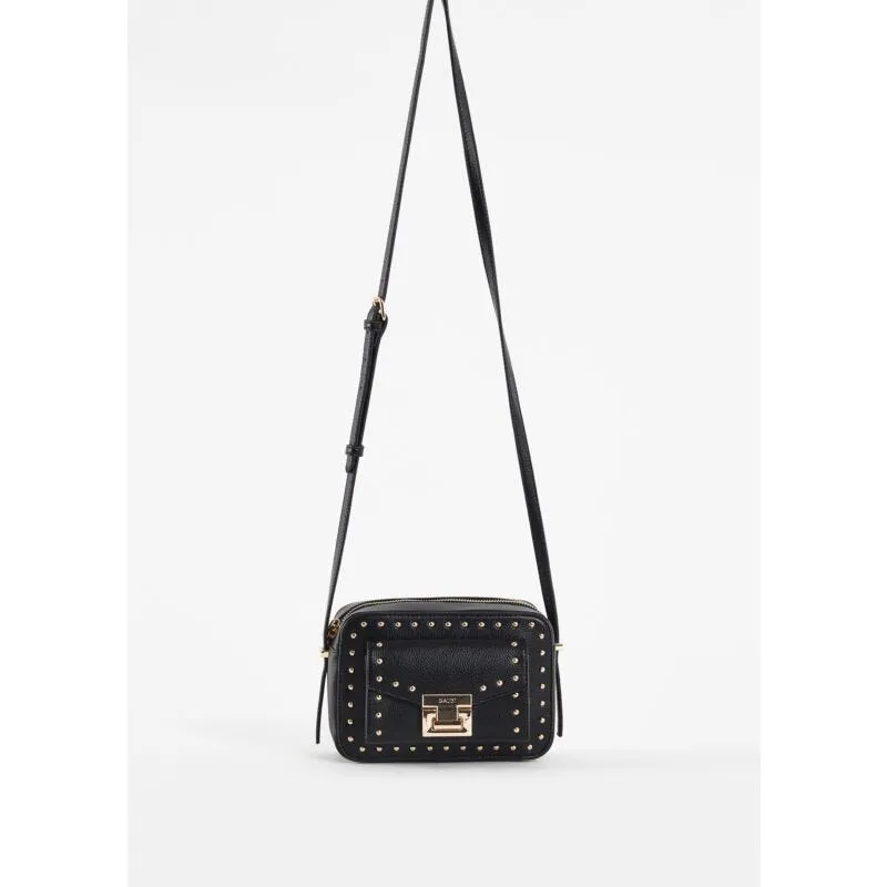 Borsa crossbody nera con borchie