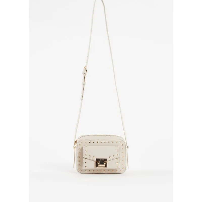 Borsa crossbody bianca con borchie